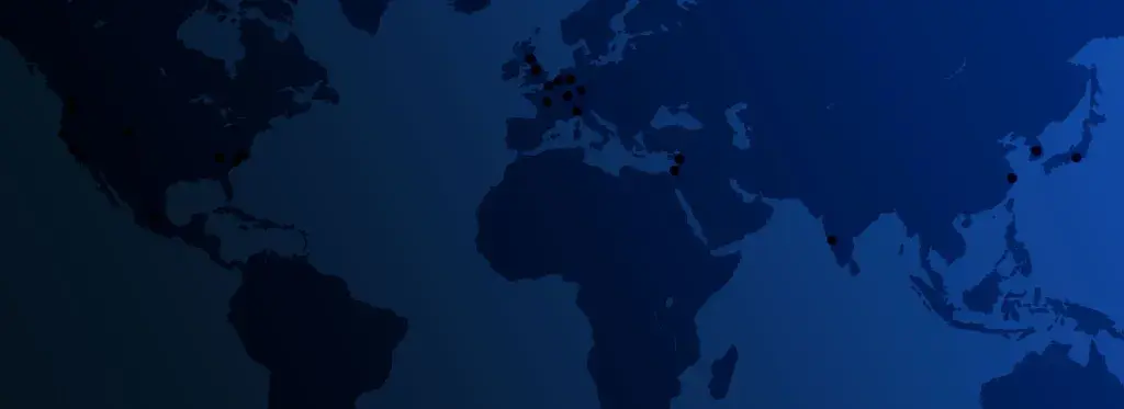 A map showing all the places where 3D Systems provides service